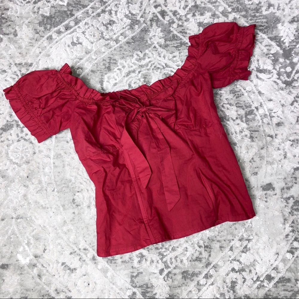 Off the Shoulder Red Corset Style Top